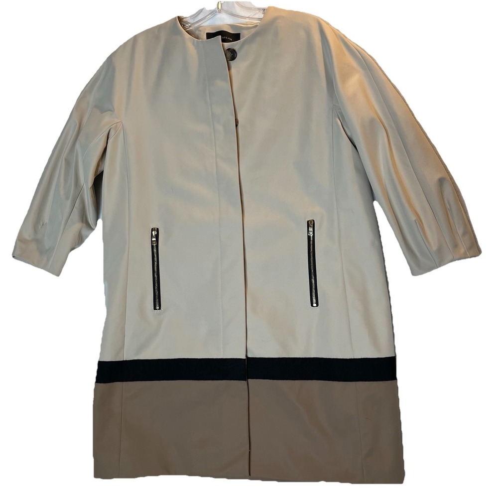 Ann Taylor Ivory Tan Women's Coat Long Dressy Jacket S Quiet Luxury Old Money
